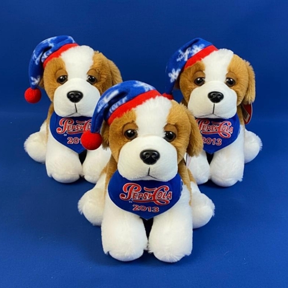 Other - NWT, 3 PEPSI COLA CHRISTMAS 2013 PUPPY DOGS PLUSH, APPROX. 9" TALL.